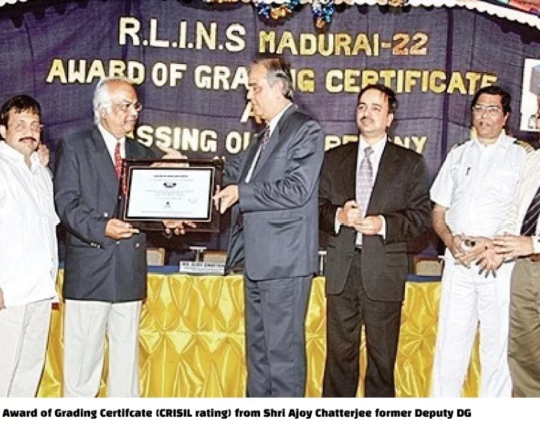 Award of Grading Certifcate (CRISIL rating) from Shri Ajoy Chatterjee former Deputy DG